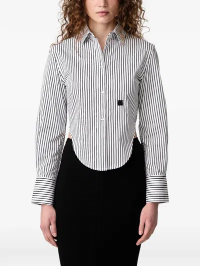 Wrstbhvr Quinn Vertical-stripe Curved-hem Shirt In White