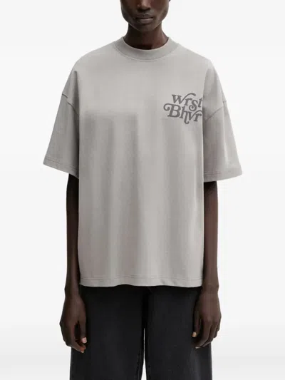 Wrstbhvr Reen V2 Logo-print Drop-shoulder T-shirt In Gray
