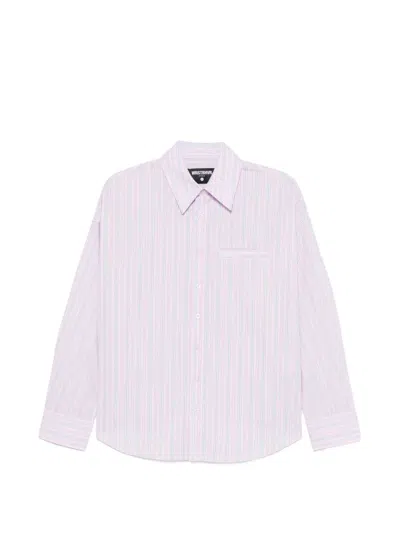 Wrstbhvr Tave Vertical-stripe Logo-patch Shirt In Neutral