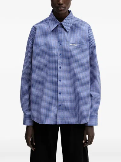 Wrstbhvr Tavi Check-print Logo-patch Shirt In Blue