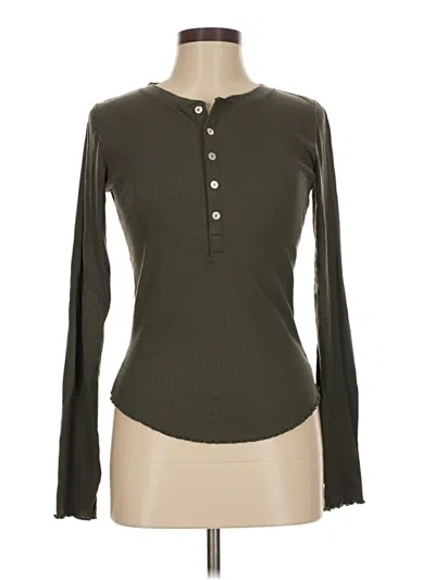 Pre-owned Wsly Long Sleeve Henley Shirt In Green
