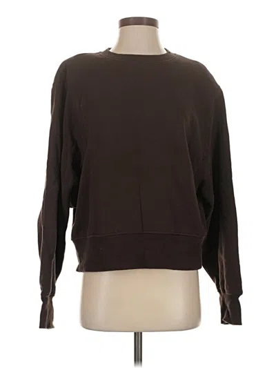 Pre-owned Wsly Long Sleeve Top Brown Crew Neck Tops