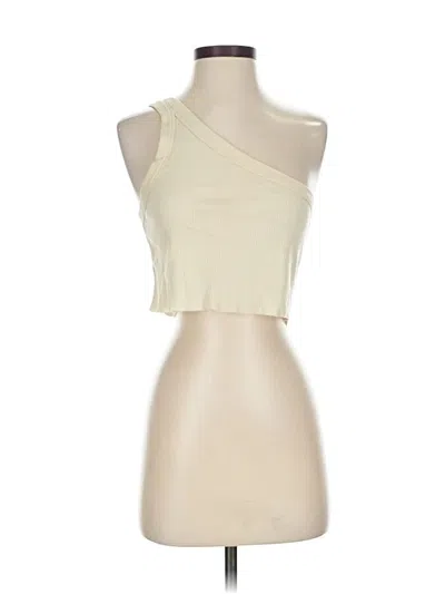 Pre-owned Wsly Tank Top Ivory One Shoulder Neckline Tops In White