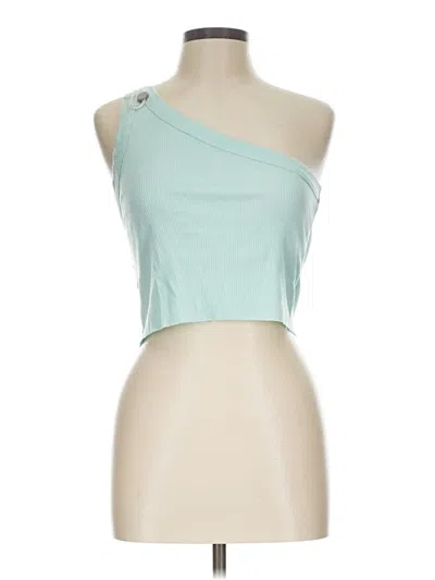 Pre-owned Wsly Tube Top Teal One Shoulder Neckline Tops
