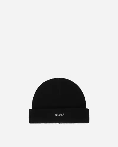 Wtaps Logo-embroidered Ribbed-knit Beanie In Black