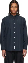 Wtaps Button-down Collar Striped Cotton-broadcloth Shirt In Blue