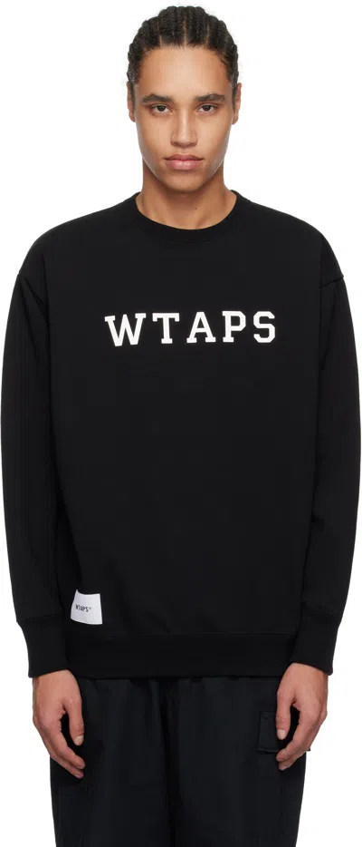 WTAPS BLACK COTTON ACADEMY SWEATSHIRT