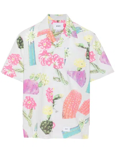 Wtaps Printed Cotton Shirt In Blue