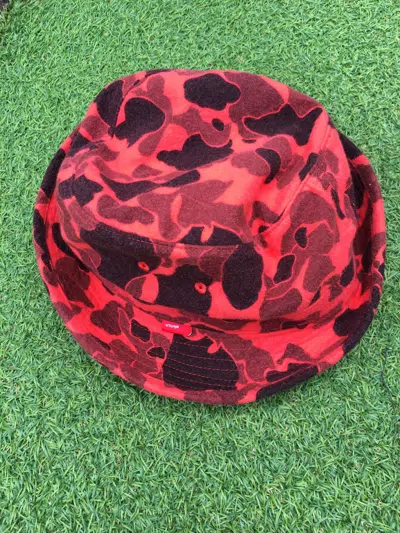 Pre-owned Wtaps Camo Bucket Hat In Red