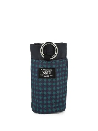 Wtaps Check-pattern Drawstring Pouch In Blue