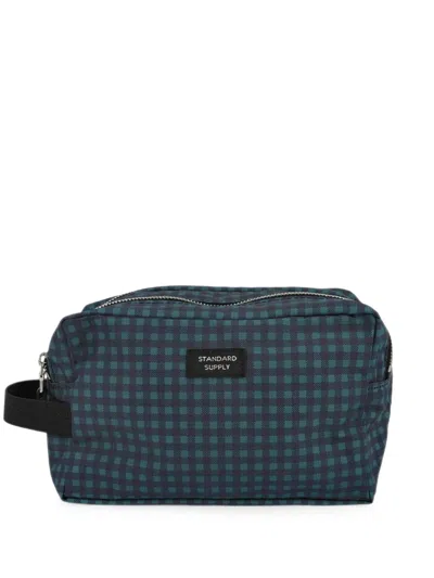 Wtaps Check-print 2r Pouch In Blue
