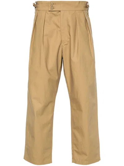 Wtaps Pleat-detailing Cotton Trousers In Neutrals