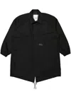 Wtaps Cross-print Coat In Black