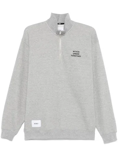 Wtaps Embroidered-logo Sweatshirt In Grey