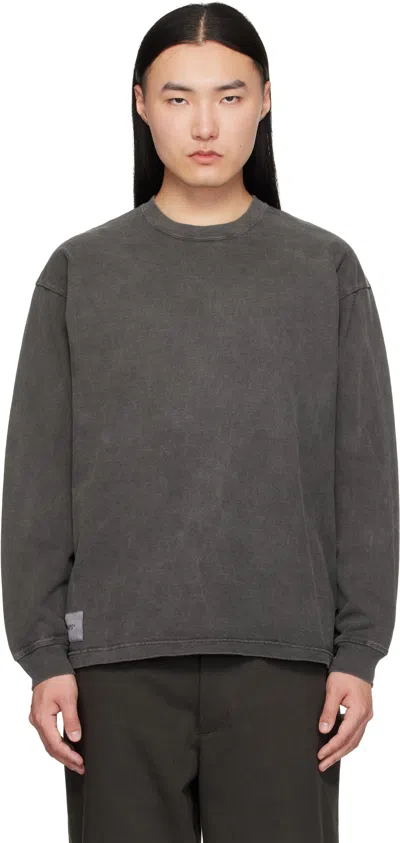 Wtaps Gray Sign-od Long Sleeve T-shirt In Black