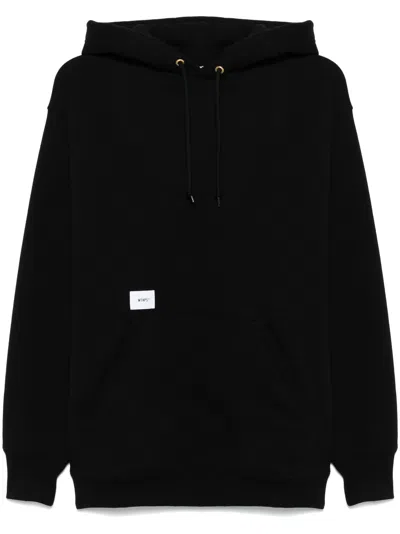 Wtaps Logo-patch Hoodie In Black