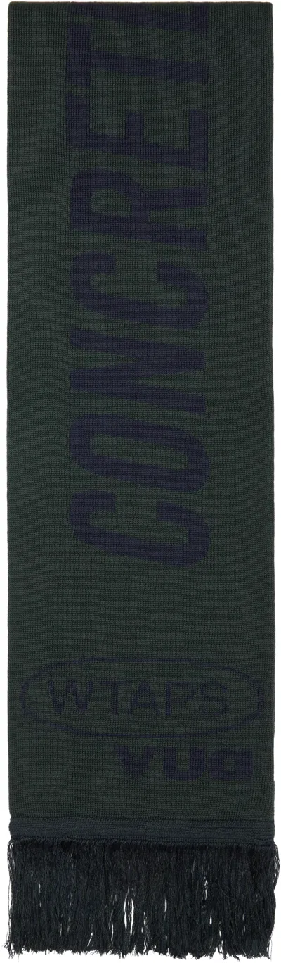 Wtaps Khaki & Navy Evasion Muffler Scarf In Green