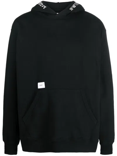 Wtaps Logo-patch Long-sleeve Hoodie In Black
