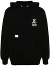 Wtaps Logo-print Cotton Hoodie In Black