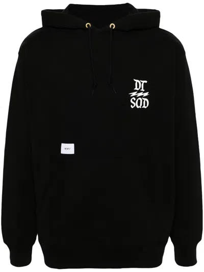 Wtaps Logo-print Cotton Hoodie In Black