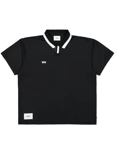 Wtaps Logo-print Polo Shirt In Black