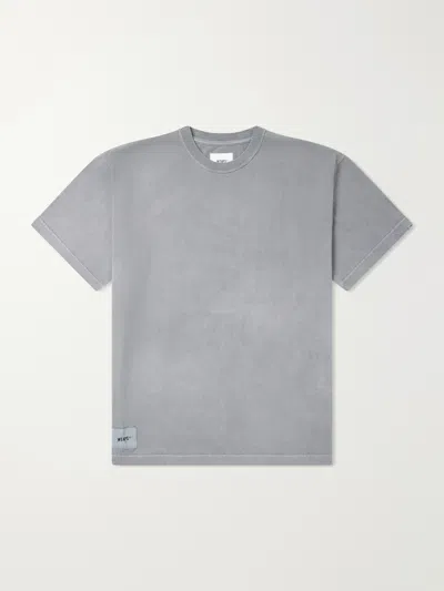 Wtaps Logo-appliquéd Cotton-jersey T-shirt In Gray