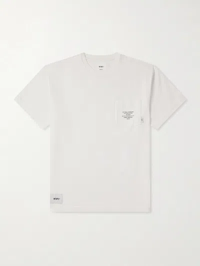 Wtaps Logo-appliquéd Printed Cotton-jersey T-shirt In White