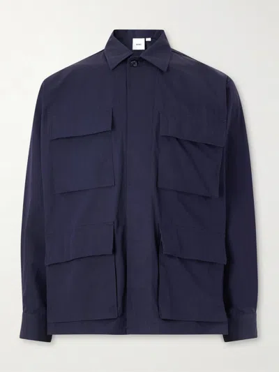 Wtaps Logo-print Cotton-blend Cordura® Overshirt In Blue