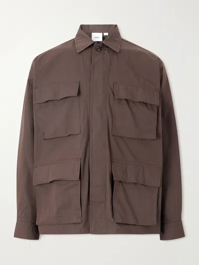 Wtaps Logo-print Cotton-blend Cordura® Overshirt In Brown