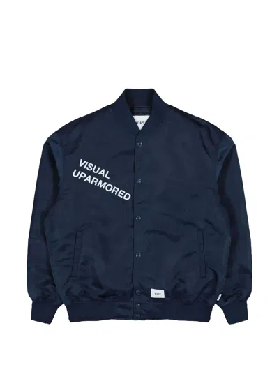 Wtaps Logo-printed Bomber Jacket In Blue