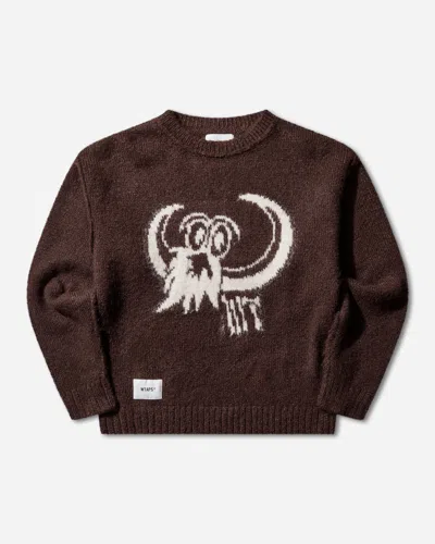 Wtaps Men S Bvo Crewneck Sweater Burgundy In Brown