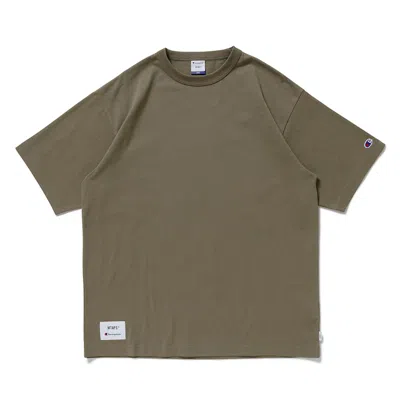 Pre-owned Wtaps Men's  X Champion Short Sleeve T-shirt In Olivedrab Green