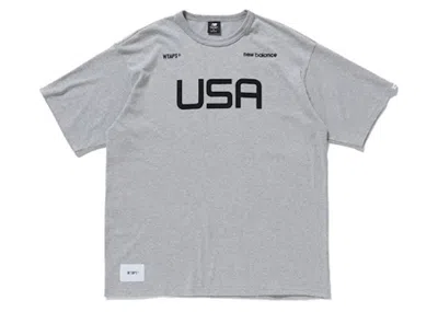 Pre-owned Wtaps Men's  X New Balance Academy Short Sleeve T-shirt In Heather Grey