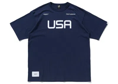 Pre-owned Wtaps Men's  X New Balance Academy Short Sleeve T-shirt In Navy Blue