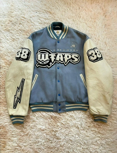 Pre-owned Wtaps S/s2000 Og Golden Bear "uparmored" Varsity Jacket In Baby Blue