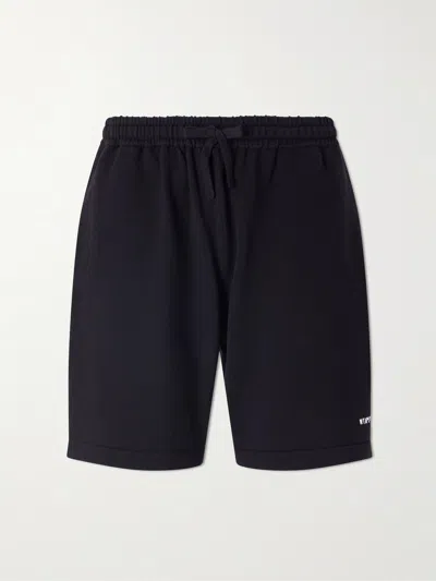 Wtaps Straight-leg Logo-embroidered Cotton-blend Shorts In Black