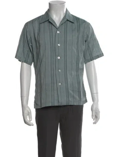 Pre-owned Wtaps Striped Short Sleeve Shirt In Green