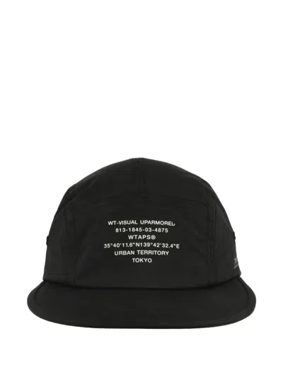 Wtaps Text-print Organic-cotton Cap In Black