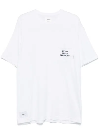 WTAPS WHITE SLOGAN-EMBROIDERED T-SHIRT