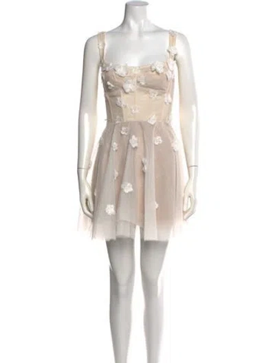Pre-owned Wtoo By Watters Floral Print Mini Dress In Neutrals