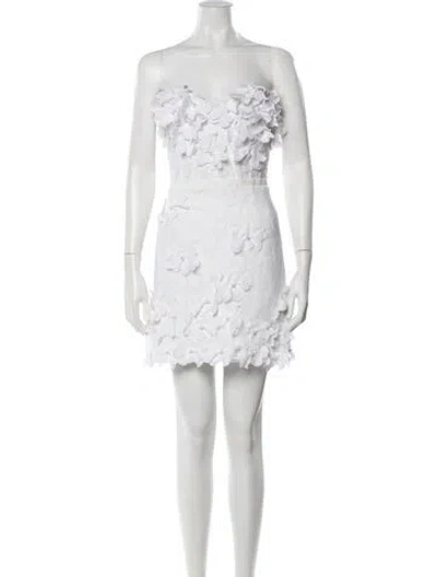 Pre-owned Wtoo By Watters Floral Print Mini Dress In White