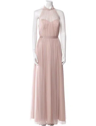 Pre-owned Wtoo By Watters Halterneck Long Dress In Neutral