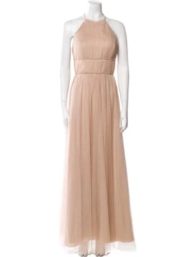 Pre-owned Wtoo By Watters Halterneck Long Dress In Neutral