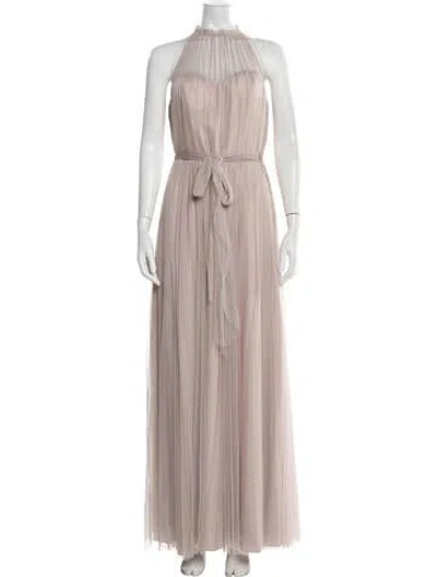 Pre-owned Wtoo By Watters Halterneck Long Dress In Neutrals