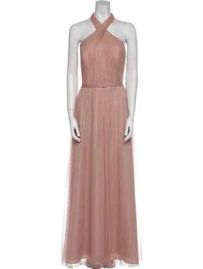 Pre-owned Wtoo By Watters Halterneck Long Dress In Pink
