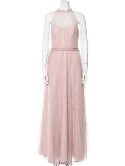 Pre-owned Wtoo By Watters Halterneck Long Dress In Pink