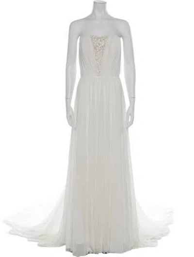 Pre-owned Wtoo By Watters Lace Pattern Long Dress In Gray