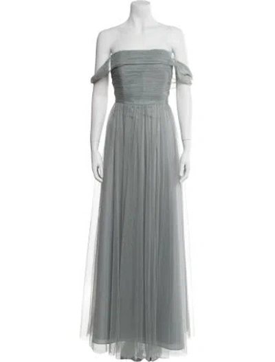 Pre-owned Wtoo By Watters Off-the-shoulder Long Dress In Green