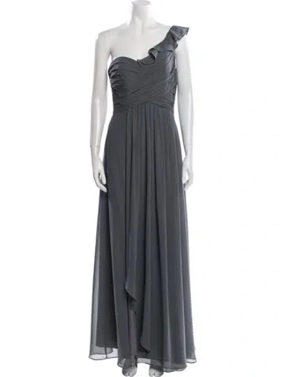 Pre-owned Wtoo By Watters One-shoulder Long Dress In Gray