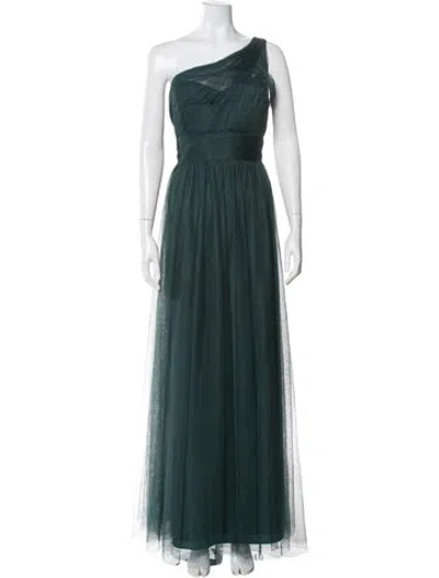 Pre-owned Wtoo By Watters One-shoulder Long Dress In Green